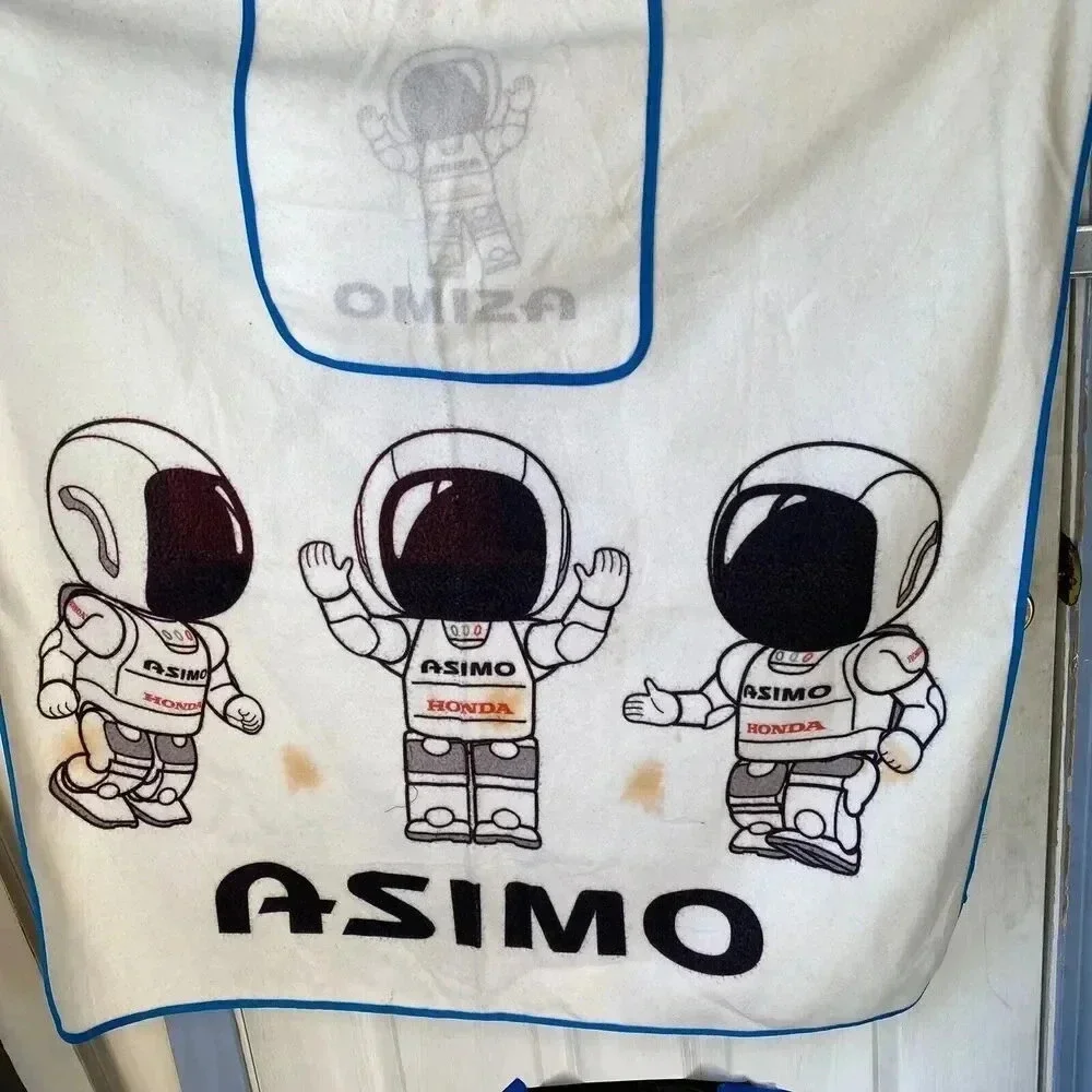 VTG Asimo Honda Flannel Baby Blanket Towel/ Bedding Japan Brand 34x34 White Blue